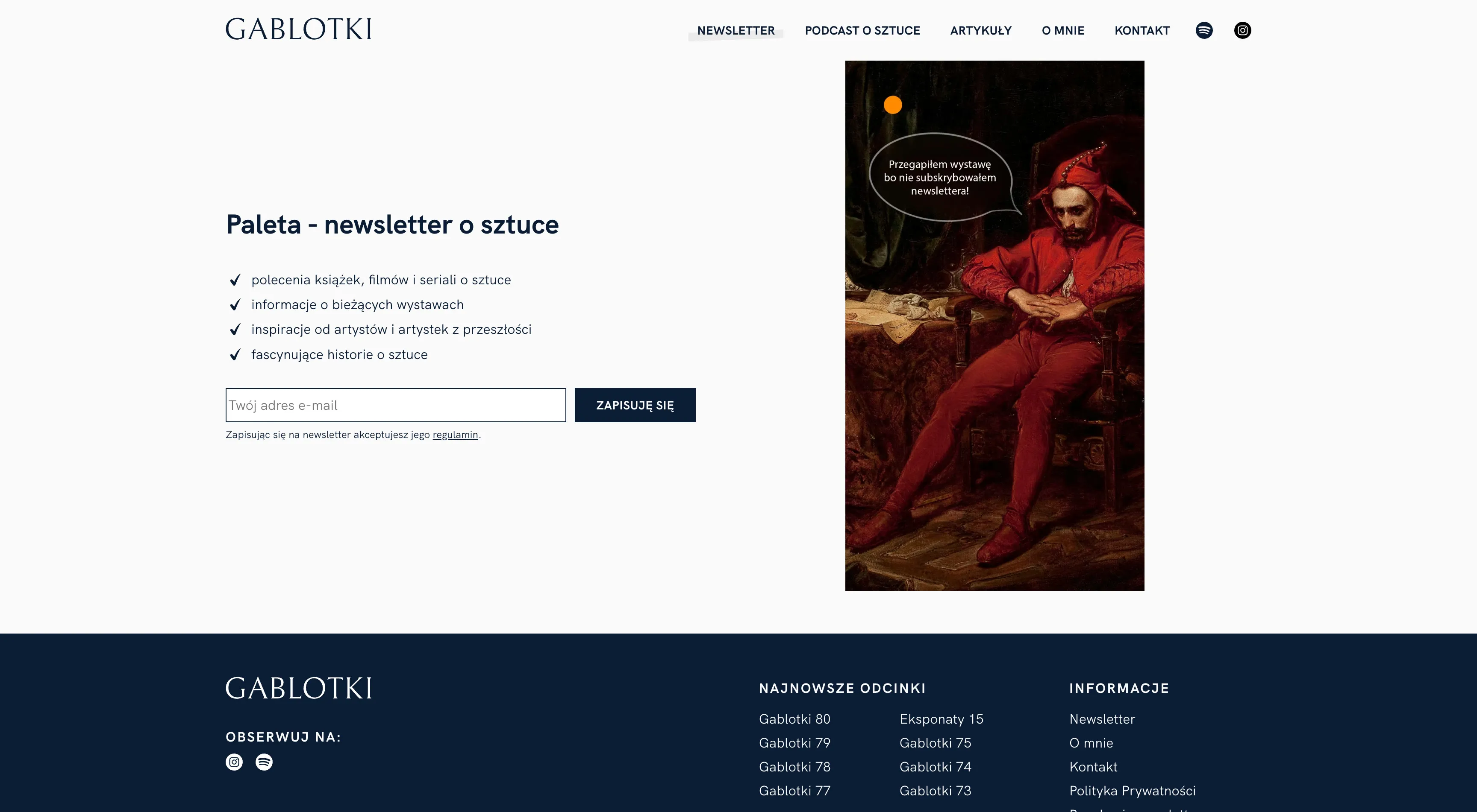 Gablotki newsletter view 1